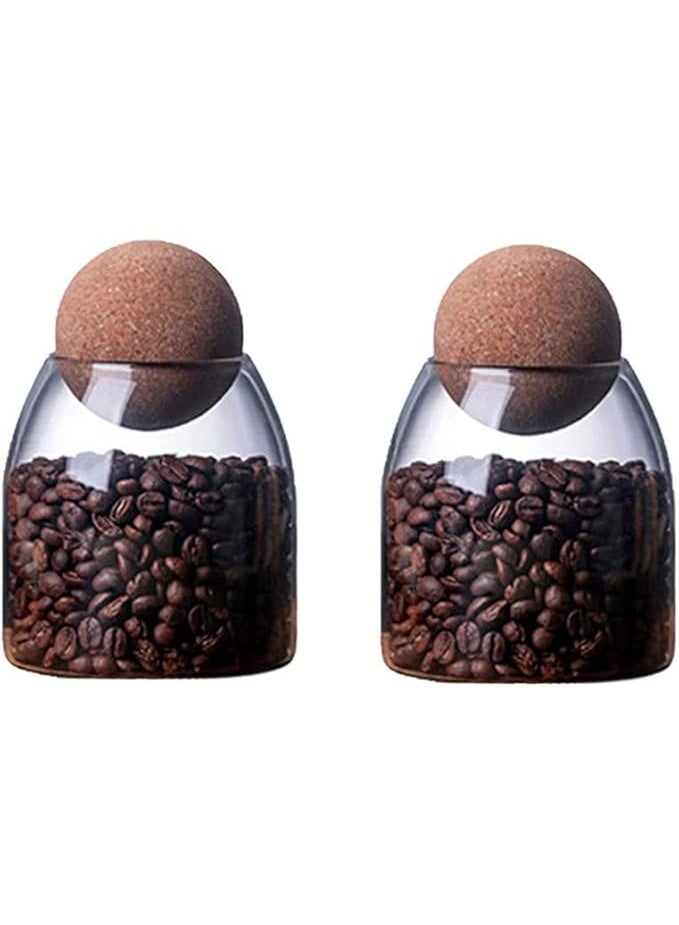 zoba A glass jar with a small wooden lid, for storing food, sweets, sugar, coffee, tea, spices, and salt, set of two, 500 ml - Image 1